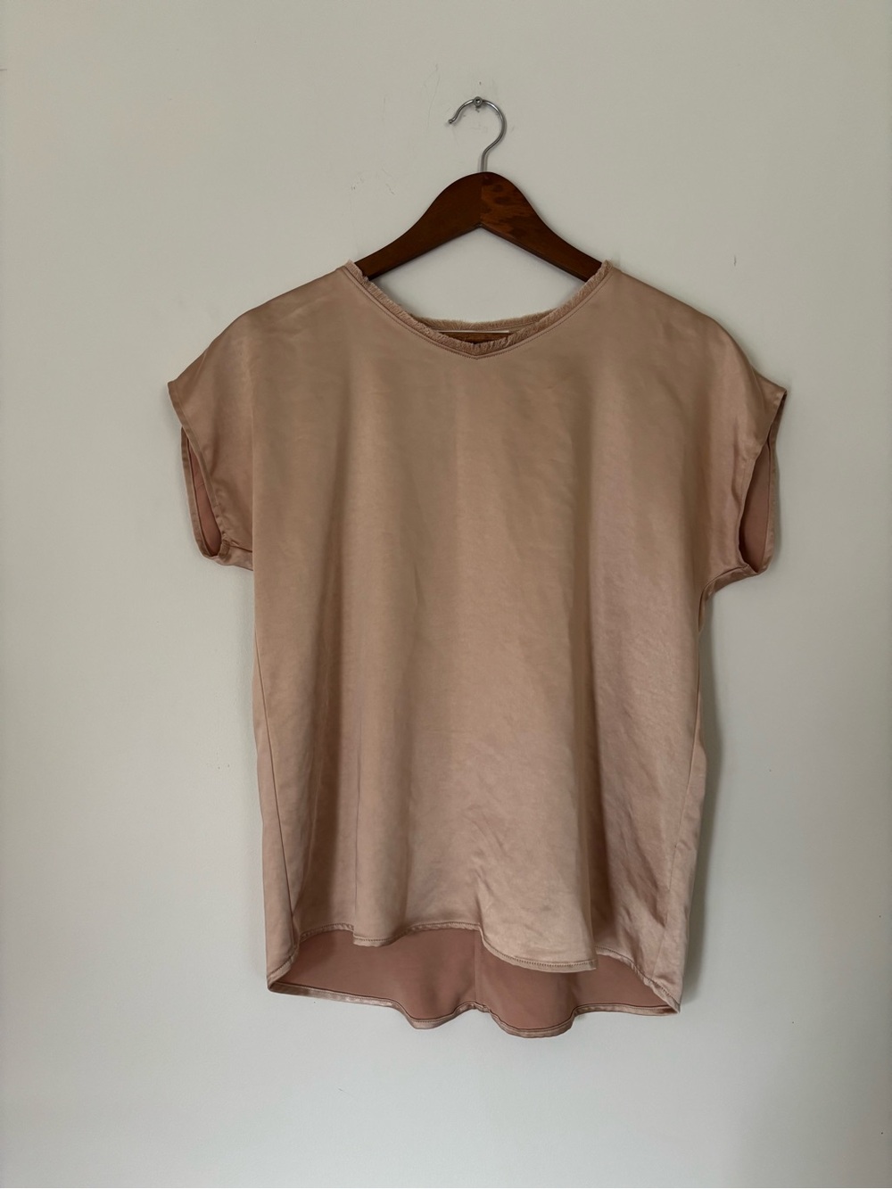 MELISSA NEPTON Bronze Short Sleeve Satin Tee Size XS